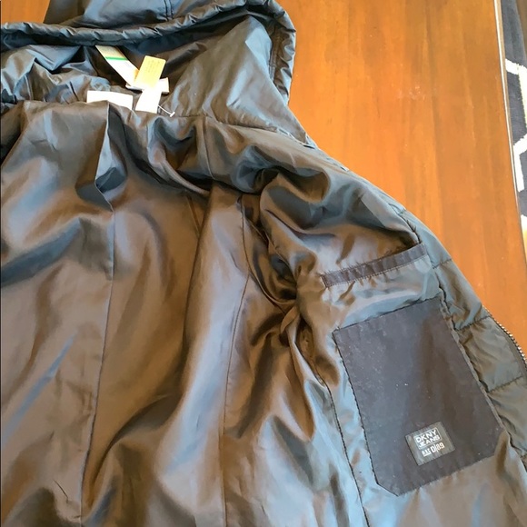 NWT DKNY men’s hooded layer look navy fall jacket - Picture 4 of 8